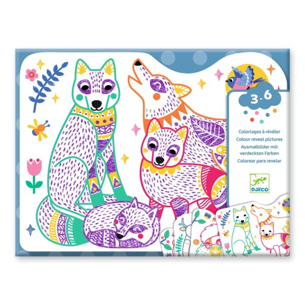 Coloriage à révéler - Famille de la foret