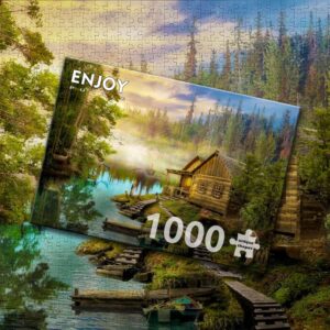 2000004005382-puzzle-enjoy---1000pces---a-log-cabin-on-the-river