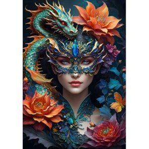 3663384909269-puzzle-bluebird---1000pces---lady-with-a-dragon